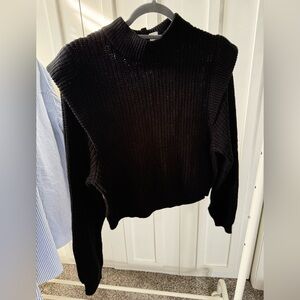 H&M Black Ribbed Mock neck Sweater